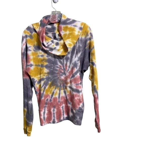 anthropologie Sz Xs Pilcro Angie Mock Neck tie-dye Waffle Top - Picture 4 of 6